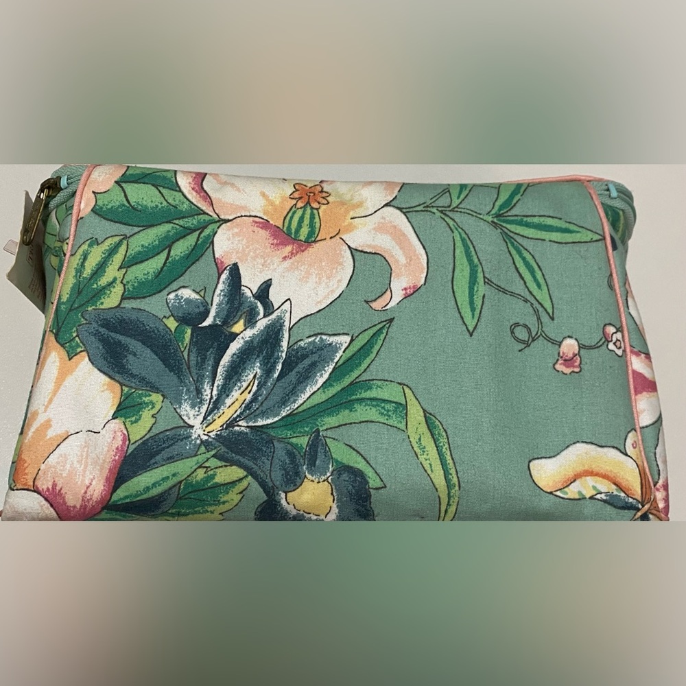 Vintage Trina Cosmetic Organizer Green and Pink Cosmetic Bag - Picture 7 of 10